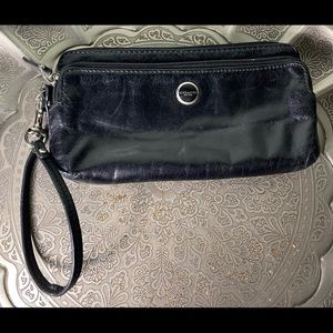 Coach Leather Double Zip Wallet.